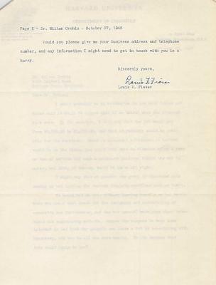 1942 Correspondence Between Milton Orchin and Louis F. Fieser Regarding Possble Employment at Harvard University Developing War Materials for the USArmy
