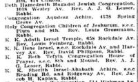 Listing of Cincinnati Synagogues from 1922 Edition of Williams&#039; Cincinnati City Directory