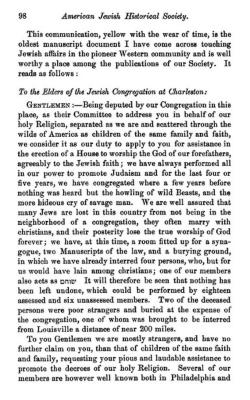 Article Entitled "The Cincinnati [Jewish] Community in 1825" by Rev David Philipson D. D.