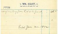 Invoices from William Geist, Superintendent of Jewish Cemetery, for Cemetery Upkeep