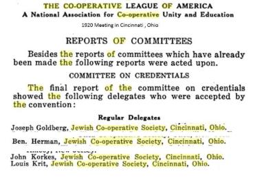 The Jewish Co-Operative Society of Cincinnati Capital Stock Certificate from 1920