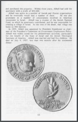  Medal Commemorating the 9th Anniversary of the Establishment of the State of Israel issued in conjunction with the Testimonial Dinner honoring Maxwell Abbell, Chicago, 1957