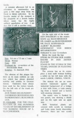 S. Bleichroder Jewish European Bank 100th Anniversary Medal