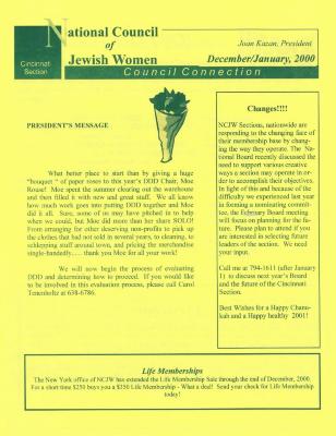 National Council of Jewish Women Council Connection - December/January, 2000 (Cincinnati, OH)