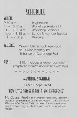 "Empower Yourself and Future Generations of Jewish Women" program on January 28, 2001 hosted by Women's American ORT (Cincinnati, OH)