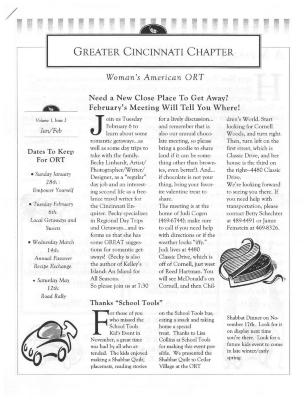 Greater Cincinnati Chapter Woman's American ORT Volume 1, Issue 3 Jan/Feb.