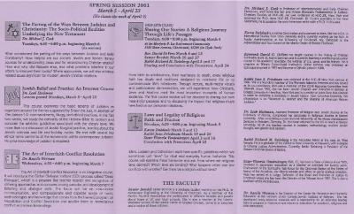 Hebrew Union College-Jewish Institute of Religion Academy for Adult Interfaith Studies Spring 2001 Course Listings