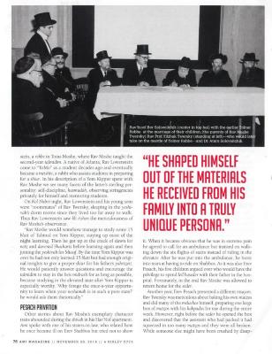 Magazine Fragment from Ami Magazine in Memory of Rav Moshe Twerksky, 2014