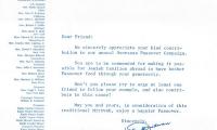 Agudath Israel of America (New York, New York) - Thank You Letter re: Overseas Passover Campaign Contribution, 1979