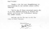 Agudath Israel of America (New York, New York) - Thank You Letter re: Contribution Made to Raffle Campaign, 1975