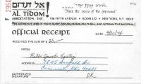 Al Tidom! (New York, New York) - Contribution Receipt (no. 2950), 1974