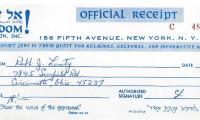 Al Tidom! (New York, New York) - Contribution Receipt (no. C4897), 1972