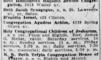 Article Listing Jewish Synagogues in Cincinnati, Ohio in 1927