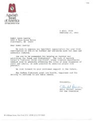 Agudath Israel of America (New York, New York) - Thank You Letter re: Contribution, 1990