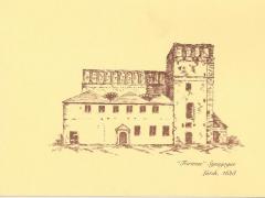Bais Yaakov High School of Spring Valley (Monsey, NY) - Blank greeting card depicting the "Fortress" Synagogue in Lutzk 