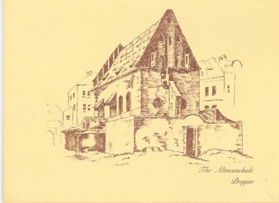 Bais Yaakov High School of Spring Valley (Monsey, NY) - Blank greeting card depicting the Altneuschule Prague