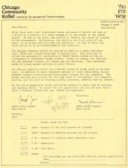 Chicago Community Kollel (Chicago, IL) - Letter of Solicitation, 1980