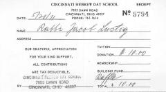 Cincinnati Hebrew Day (Cincinnati, OH) - Contribution Receipt (no. 5794), 1971