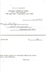 Cincinnati Hebrew Day School (Cincinnati, OH) - Statement for Rabbi Lustig, 1970