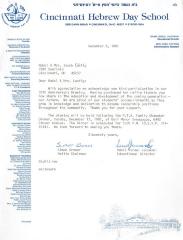 Cincinnati Hebrew Day School (Cincinnati, OH) - Letter re: Contribution and Participation in the 35th Anniversary Drawing, 1981