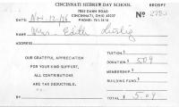 Cincinnati Hebrew Day School (Cincinnati, OH) - Contribution Receipt (no. 2755), 1976