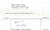 Cincinnati Jewish National Fund - Statement re: Pledge Fee, 1969