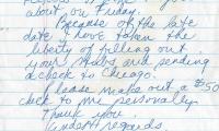 Congregation Beth Itzchok (Chicago, IL) - Handwritten Letter re: Raffle Tickets, 1995