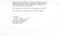 Eastern Hills Post #4045: Veterans of Foreign War (Cincinnati, OH) - Letter re: Card Table Donation, 1975