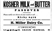 H. Miller Dairy Company Ad Regarding Rabbi Eliezer Silver Appointing them as 1933 Pesach / Passover Dairy Distributor for Cincinnati, Ohio