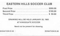 Eastern Hills Soccer Club (Cincinnati, OH) - Raffle Tickets, 1983