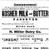 H. Miller Dairy Company Ad Regarding Rabbi Eliezer Silver Appointing them as 1933 Pesach / Passover Dairy Distributor for Cincinnati, Ohio