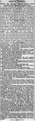 Article Regarding Jewish Population of Cincinnati, Ohio Based on 1875 Census