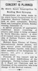 Hanukkah Concert at Adath Israel (Cincinnati, Ohio) to Pay Down Debt - 1930 