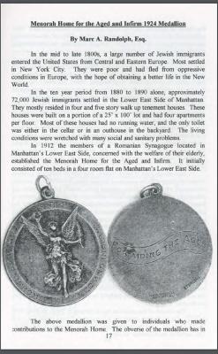 Medallion for the Menorah Home for the Aged and Infirm