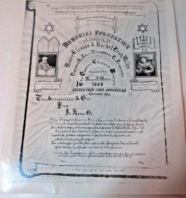 Gemilas Chesed Society, Hebrew Free Loan Society of Cincinnati Donation Certificate