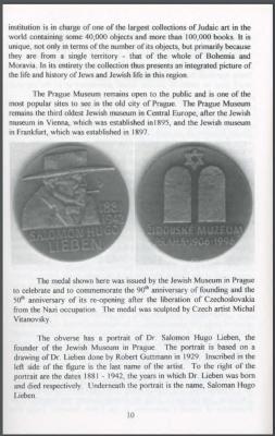 Medal Commemorating the 90th Anniversary of the Opening and 50th Anniversary of the Re-Opening of the Jewish Museum in Prague