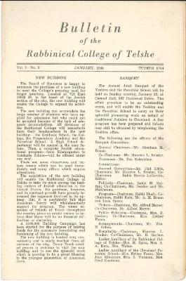 Bulletin of the Rabbinical College of Telshe, Vol I - Issue 3 - Telshe Yeshiva (Cleveland, Ohio) - January 1944