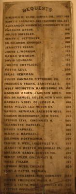 Marble Bequest Board from Hebrew Union College 