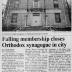 Article Regarding the Closing of North Avondale Synagogue (Cincinnati, Ohio) in 1998