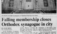 Article Regarding the Closing of North Avondale Synagogue (Cincinnati, Ohio) in 1998
