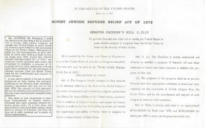 Text of Soviet Jewish Relief Act of 1972
