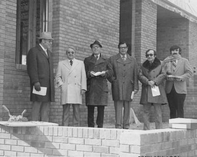 Photograph of Participants are the Cornerstone Ceremony of the Arthur Beerman Center, 1973