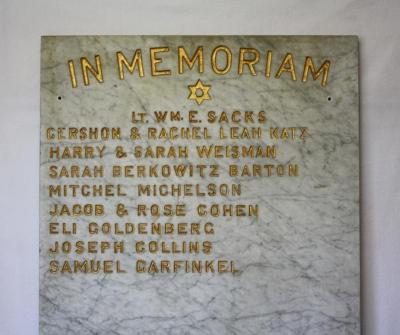 Marble Memorial Board from Golf Manor Synagogue