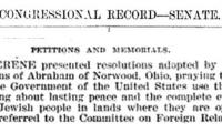 Excerpt from the 1916 US Congressional Record with Resolution to Congress from Norwood Synagogue Regarding Emancipation of the Jews 