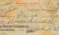 Check for $300 from Rabbi Eliezer Silver, 1940