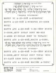 Handflyer in Hebrew and Cyrillic Script published by Al Tidom!, untranslated