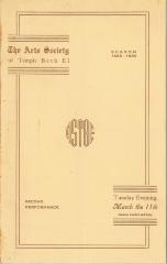 Program for two performances put on by the Arts Society of Temple Beth El, March, 1930