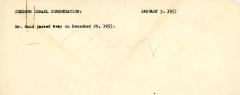 Note announcing the death of Mr, Mund, January 3, 1953