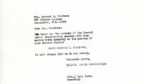 Letter from Kneseth Israel to Bernard Kalchman concerning the passing of her husband, December 18, 1966