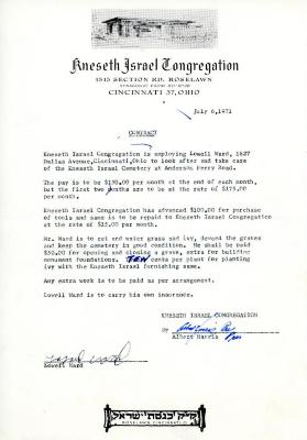 Contract for hiring Lowell Ward, July 6, 1971